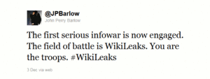 JP Barlow's tweet declaring the first 'serious infowar'
